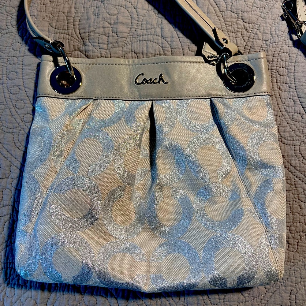 Coach Hobo Bag in Cream and Silver